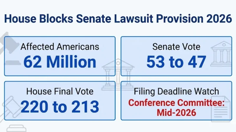 House blocks Senate lawsuit provision 2026 infographic