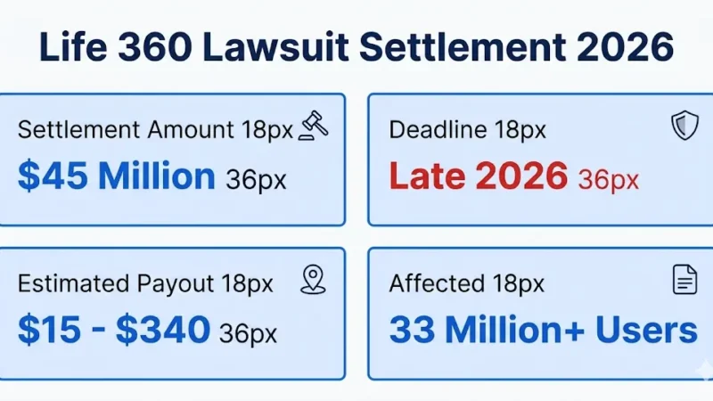 Life 360 lawsuit settlement overview with $45M fund and $15 to $340 payout range