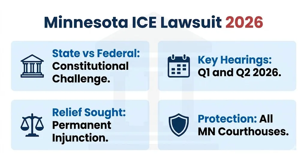 Minnesota ICE lawsuit 2026 overview showing court timeline and injunction details