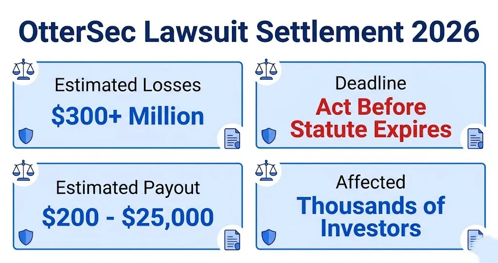 OtterSec lawsuit settlement overview with $300M losses and payout estimates for 2026