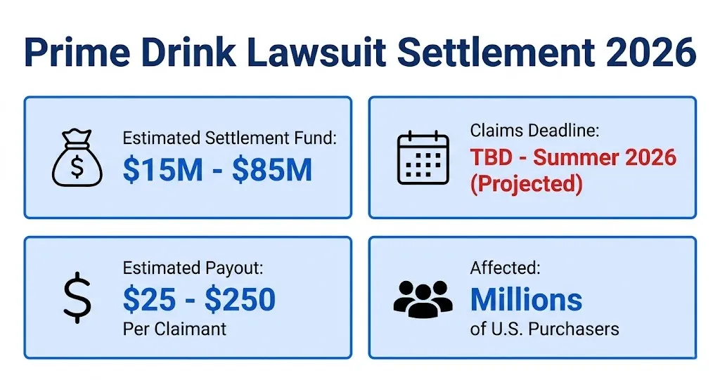 Prime drink lawsuit settlement overview with payout and deadline details for 2026