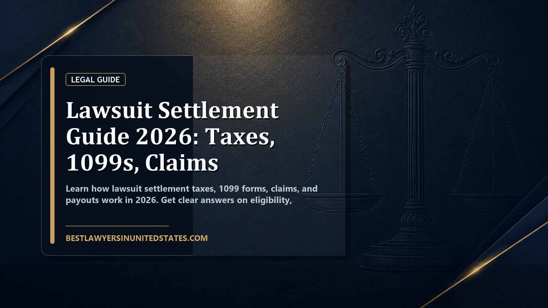 Lawsuit Settlement Guide 2026: Taxes, 1099s, Claims featured legal article image
