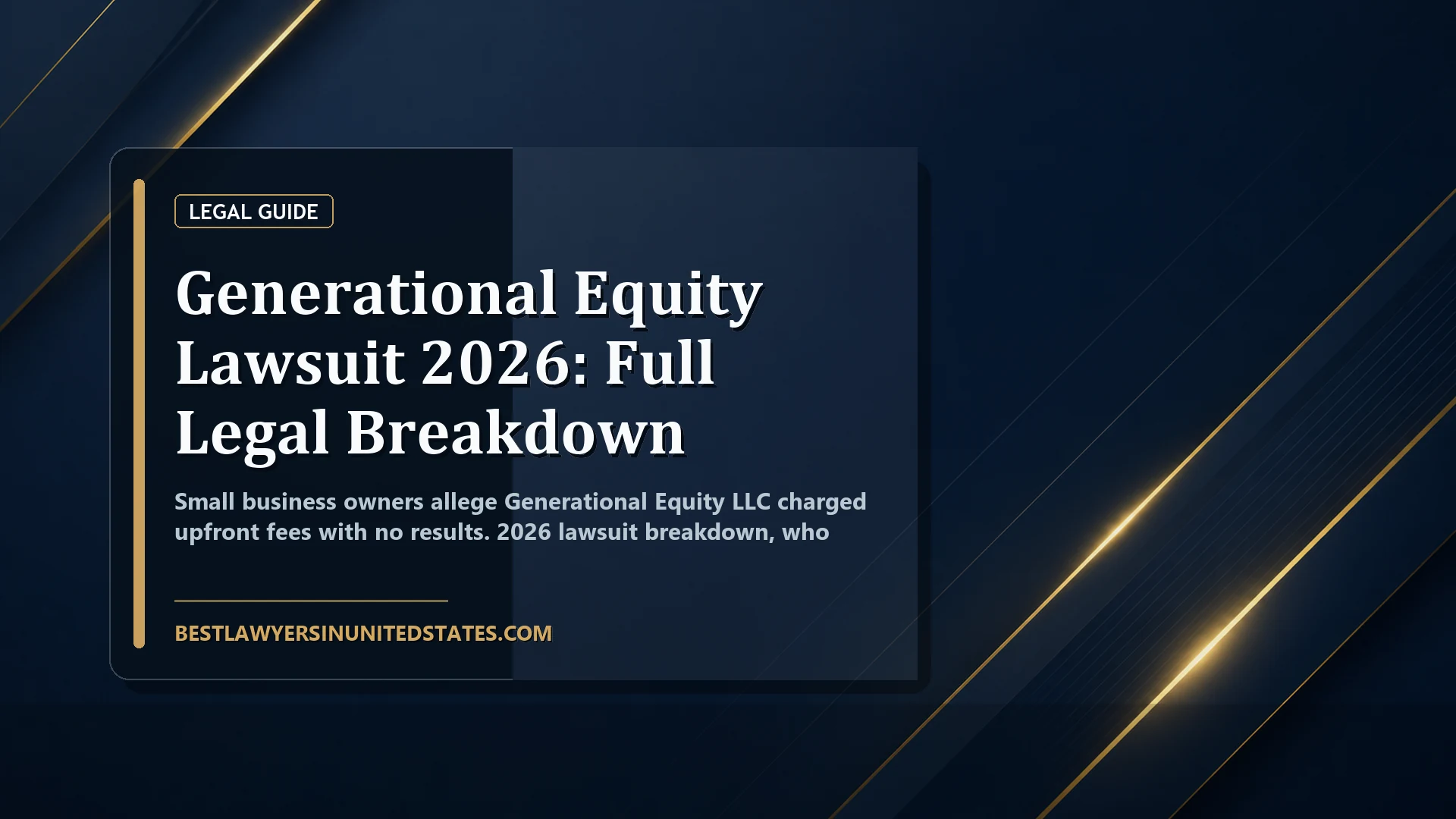 Generational Equity Lawsuit 2026: Full Legal Breakdown featured legal article image
