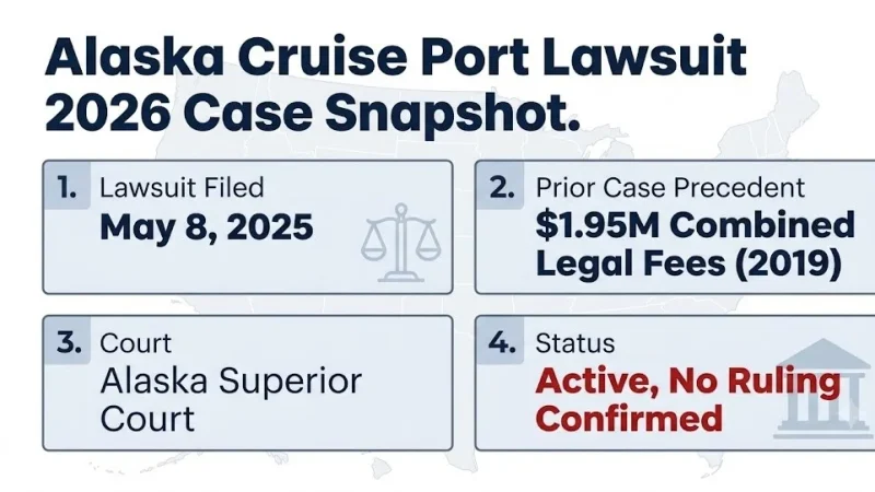 Alaska cruise port lawsuit 2026 snapshot, CLIA v. Skagway, filed May 2025, Alaska Superior Court