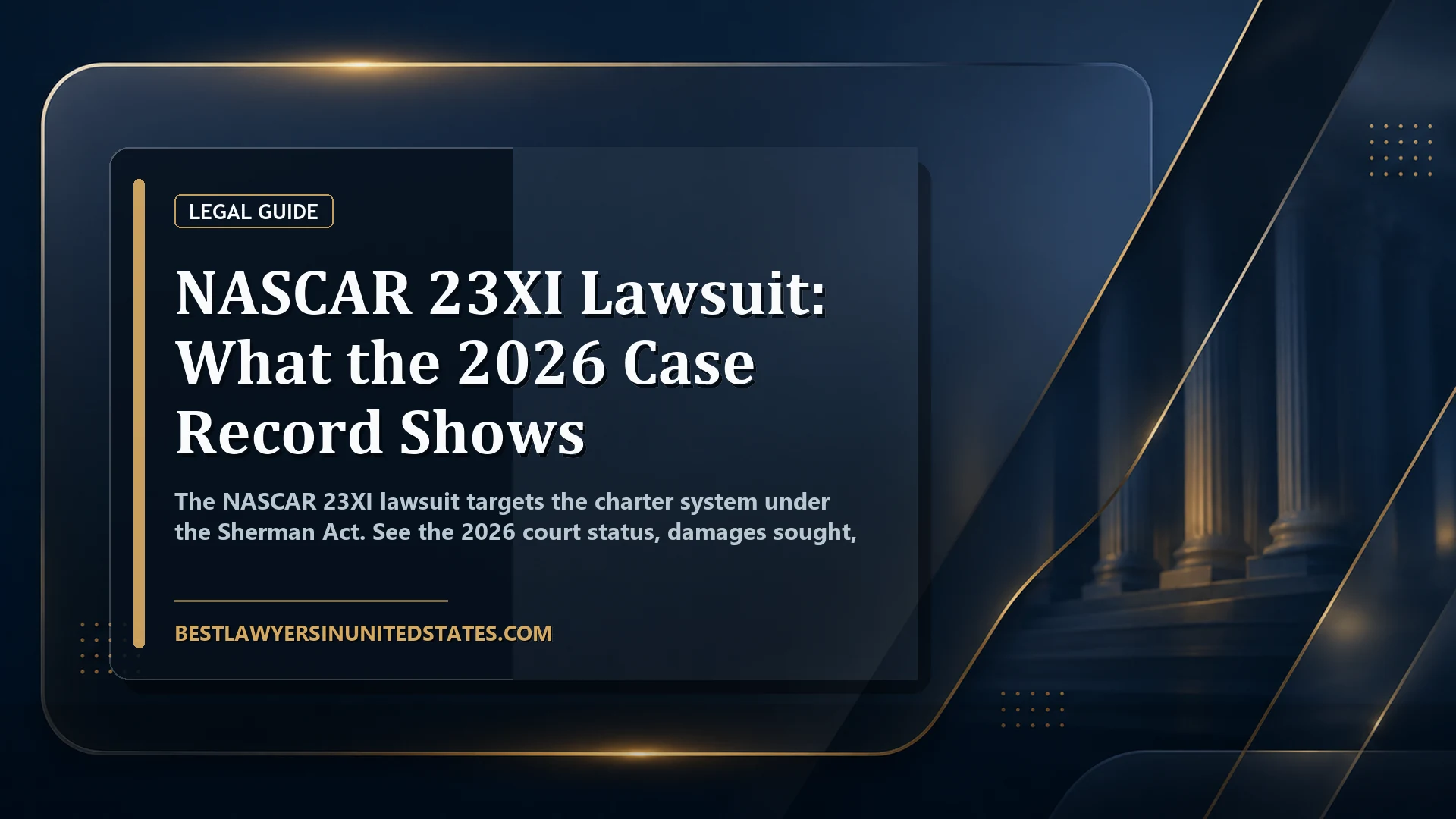 NASCAR 23XI Lawsuit: What the 2026 Case Record Shows featured legal article image
