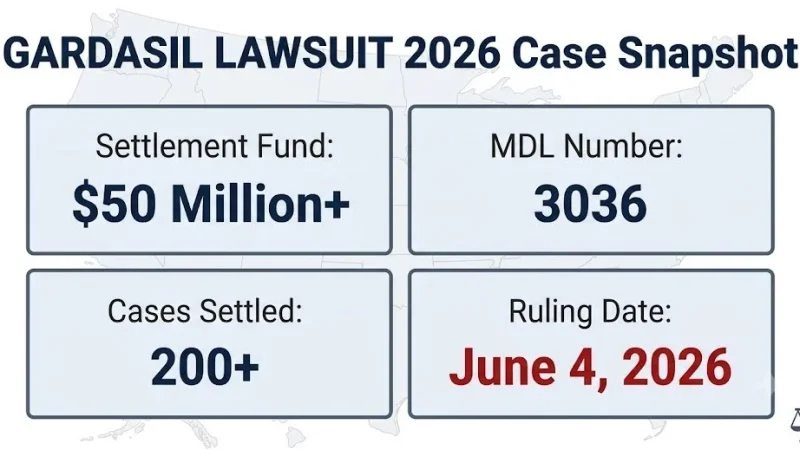 Gardasil lawsuit 2026 case snapshot: $50M+ settlement, MDL 3036, 200+ cases resolved June 4, 2026